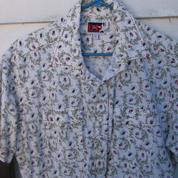 B&D Panhandle Slim XL Western Shirt – Brooks & Dunn, Pearl Snaps, Floral Glow - Picture 1 of 5